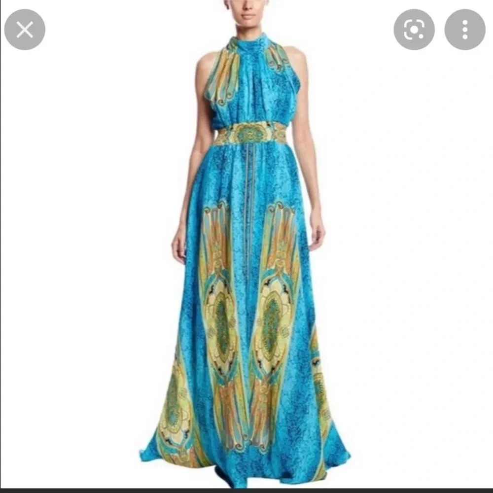 Gracia halter maxi dress rich colors Size Medium boho